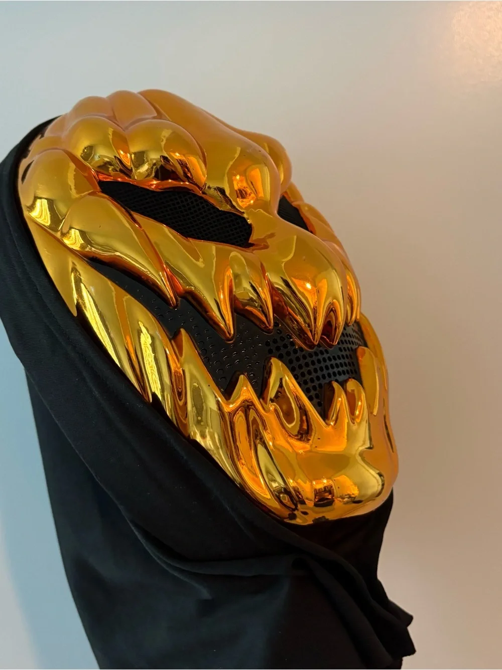 Metallic Gold Halloween Scary Pumpkin Head Mask